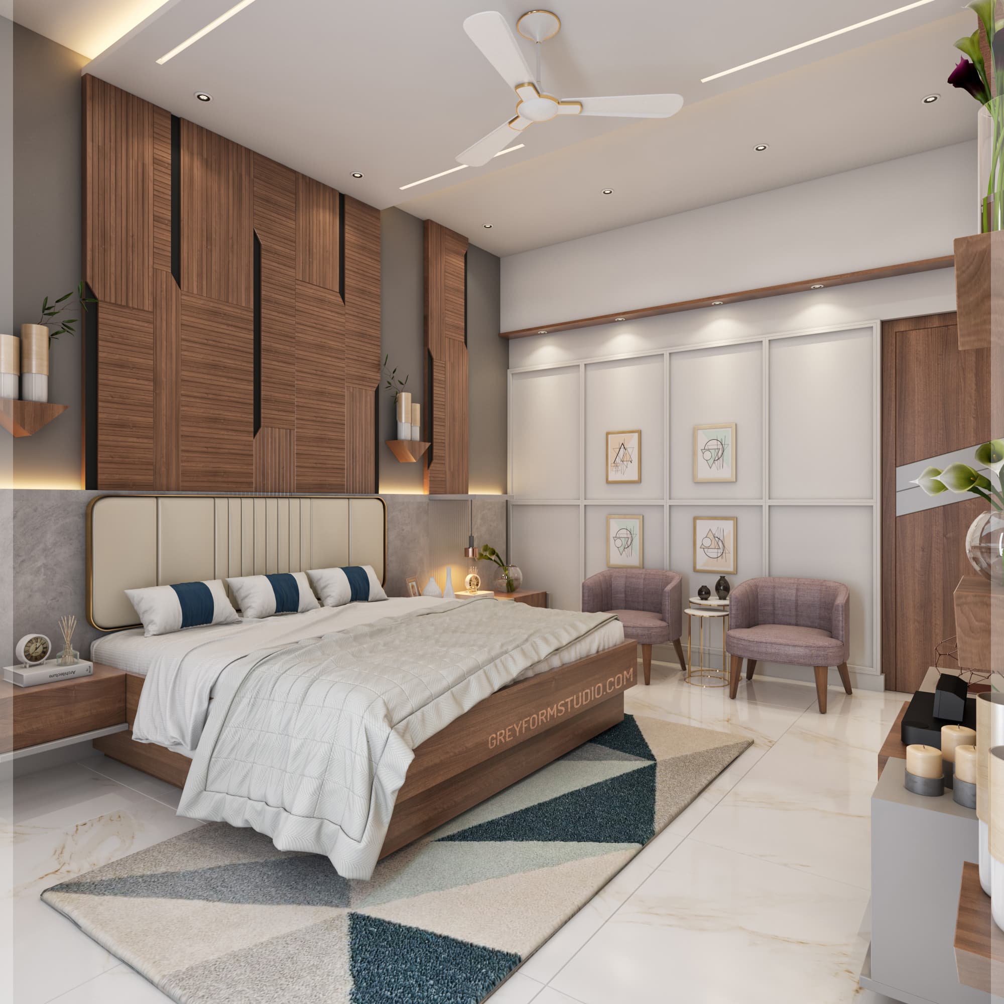 Bedroom interior 3D render